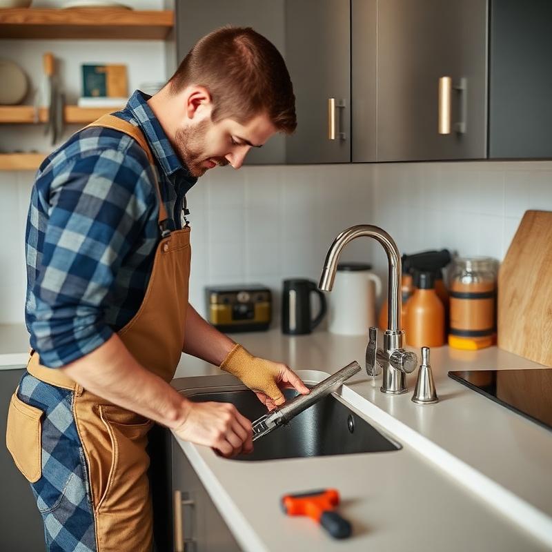 Handyman repairing a kitchen sink