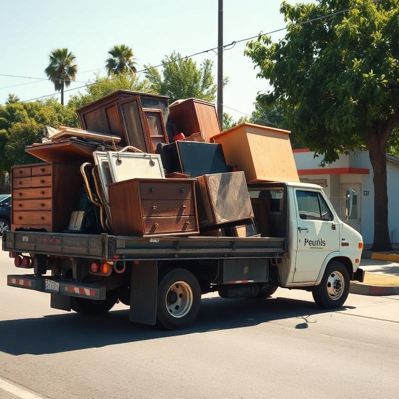 Truck loaded with hauled furniture